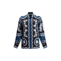 Versace Blue Silk Pattern Shirt