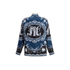 Versace Blue Silk Pattern Shirt