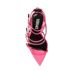 Versace Multicolor Silk Stiletto Heel Sandals