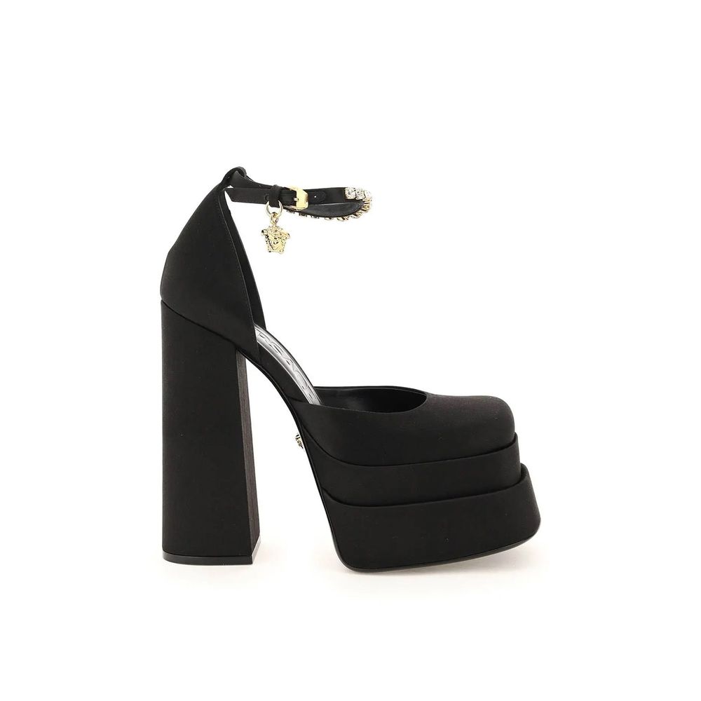 Versace Black Silk Platform Pumps