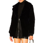 Alberta Ferretti Blue Rabbit Fur Coat