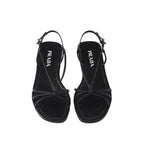 Prada Black Calfskin Strap-On Sandals