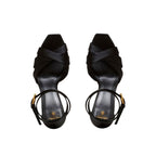 Balmain Black Silk Platform Sandals