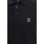 Brunello Cucinelli Black Cotton Polo Shirt