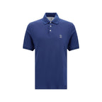 Brunello Cucinelli Blue Cotton Polo Shirt