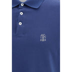 Brunello Cucinelli Blue Cotton Polo Shirt