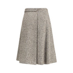Brunello Cucinelli Brown Fleece Wool Midi Skirt