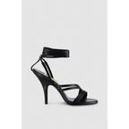 Patrizia Pepe Black Calfskin Stiletto Heel Sandals