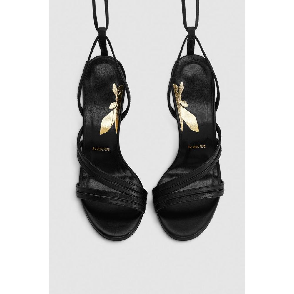 Patrizia Pepe Black Calfskin Stiletto Heel Sandals