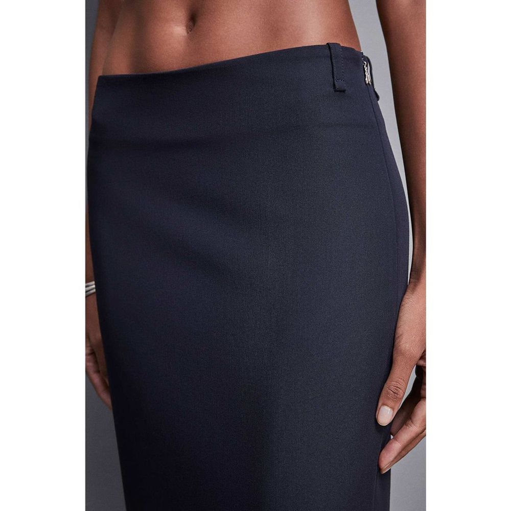 Patrizia Pepe Navy Blue Polyester Long Skirt