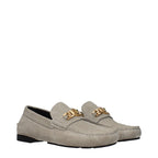 Versace Gray Leather Slip-On Loafers