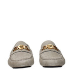 Versace Gray Leather Slip-On Loafers