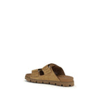 Prada Brown Calf Leather Bos Taurus Strap-On Sandals