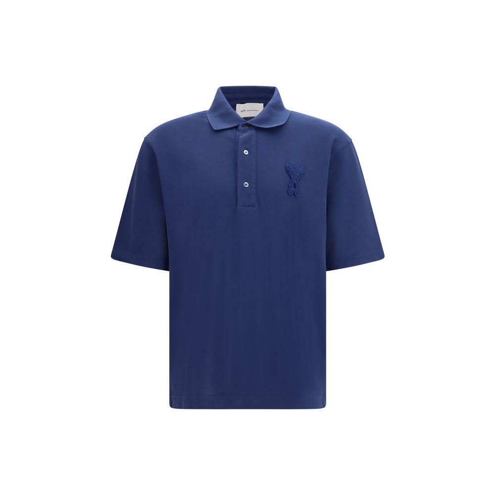 Ami Paris Blue Cotton Polo Shirt
