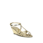 Prada Gold Calf Leather Bos Taurus Wedge Sandals