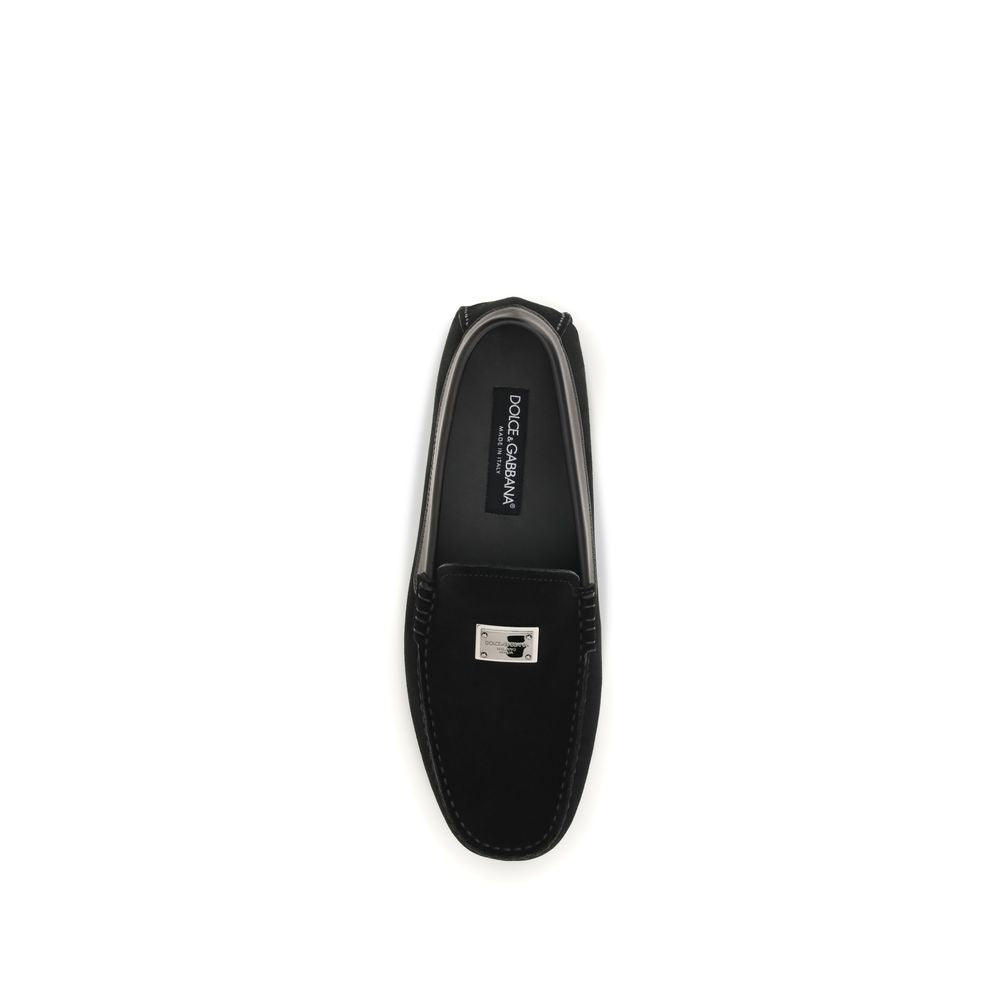 Dolce & Gabbana Black Calf Leather Bos Taurus Slip-On Loafers