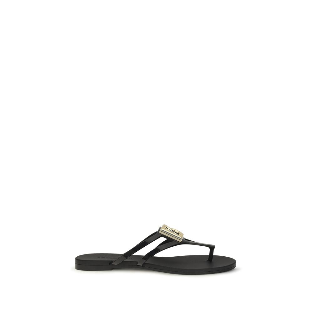 Dolce & Gabbana Black Rubber Strap-On Sandals
