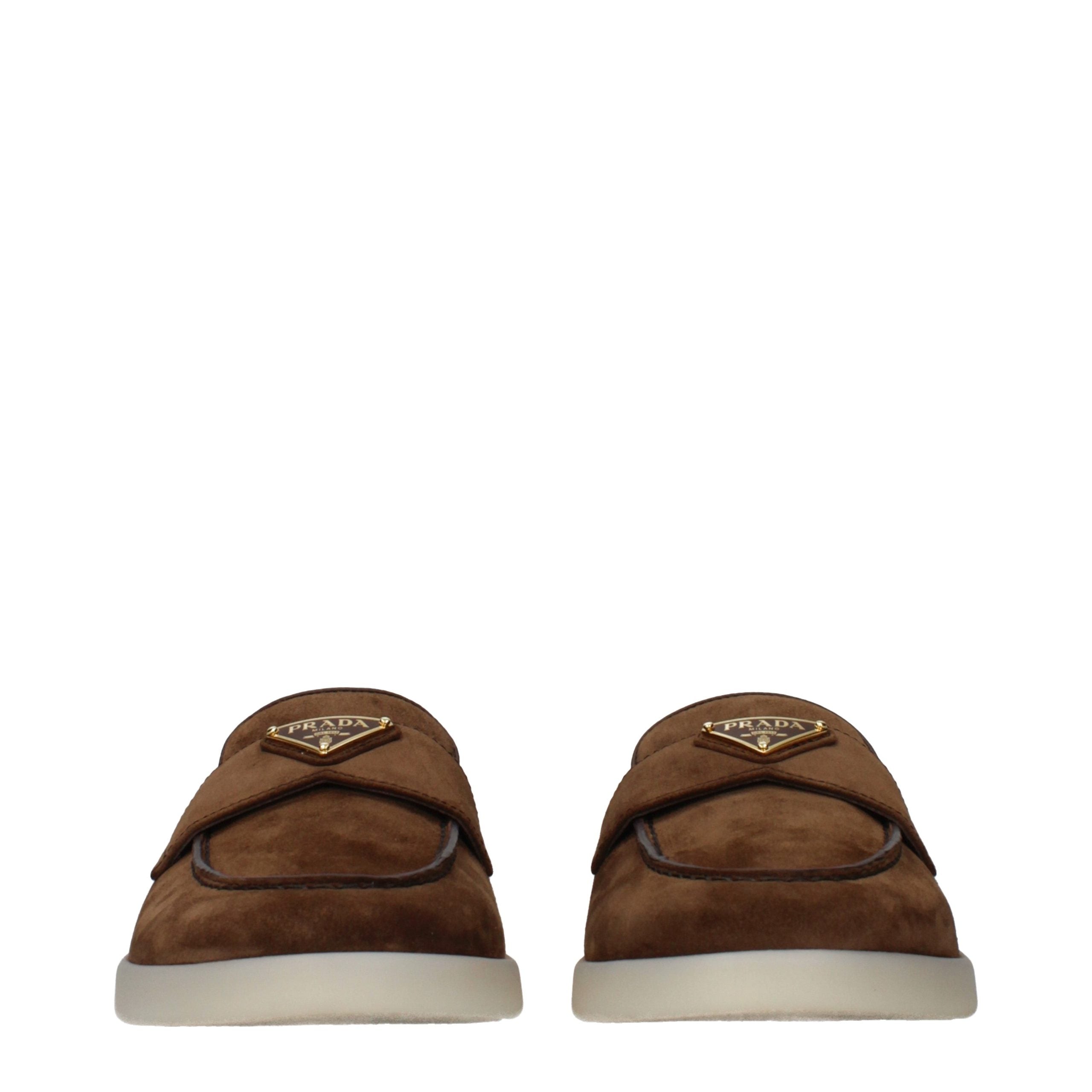 Prada Brown Leather Slip-On Loafers