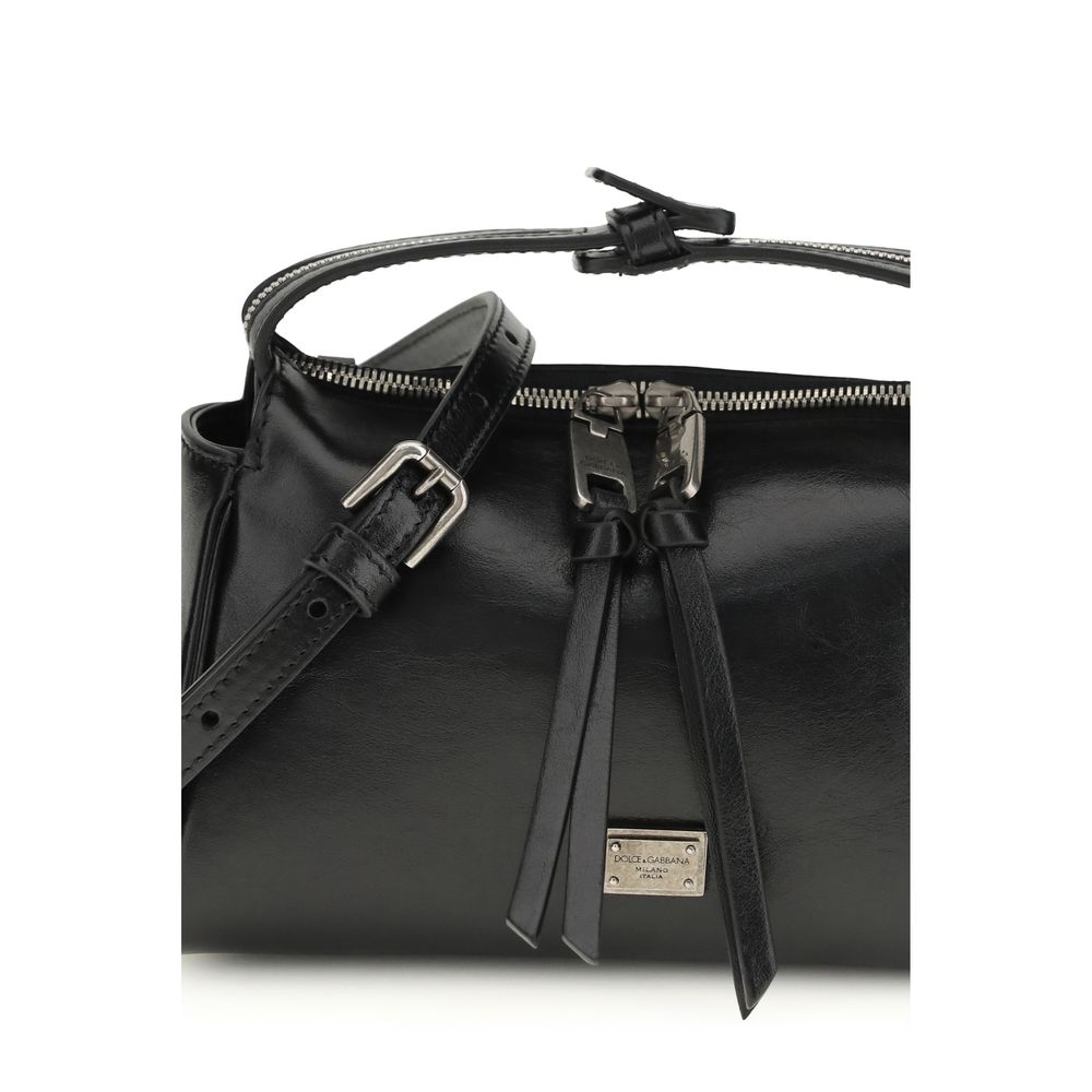 Dolce & Gabbana Black Calf Leather Bos Taurus Shoulder Bag