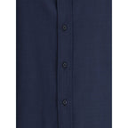 Brunello Cucinelli Blue Cotton Shirt