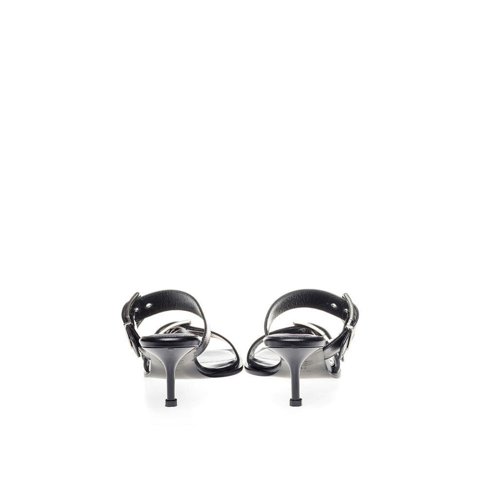 Alexander McQueen Black Leather Stiletto Heel Sandals