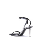 Tom Ford Silver Calf Leather Bos Taurus Stiletto Heel Sandals