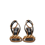 Versace Brown Leather Stiletto Heel Sandals