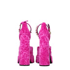 Versace Pink Velvet Platform Sandals