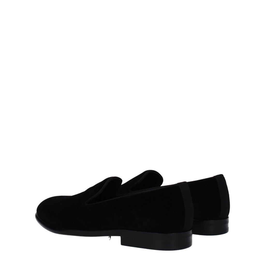 Dolce & Gabbana Black Velvet Slip-On Loafers