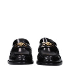 Versace Black Leather Slip-On Loafers