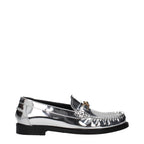 Versace Gray Leather Slip-On Loafers