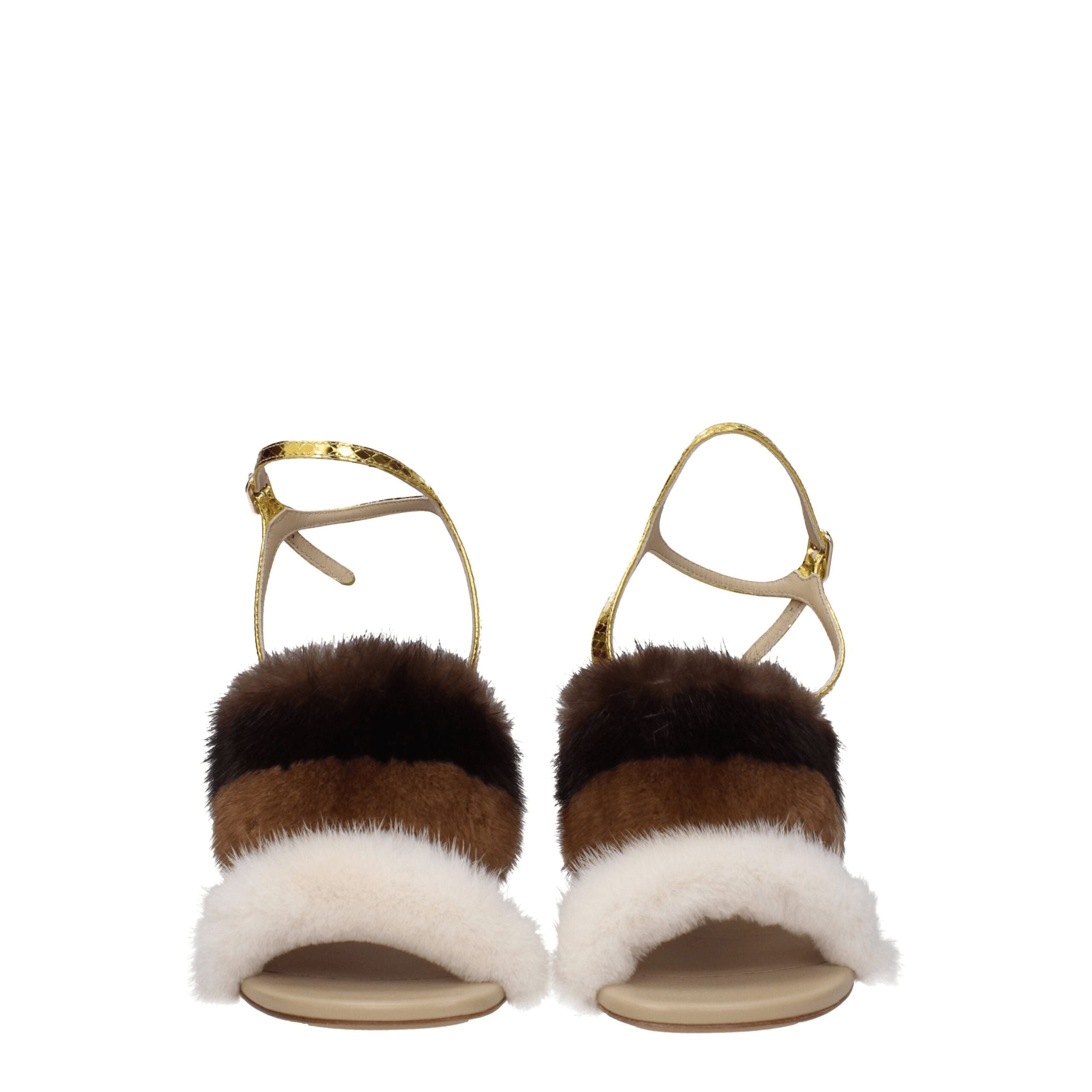 Fendi Brown Mink Strap-On Sandals