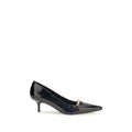 PINKO Black Calf Leather Bos Taurus Mid Heel Pumps