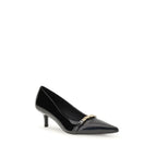 PINKO Black Calf Leather Bos Taurus Mid Heel Pumps
