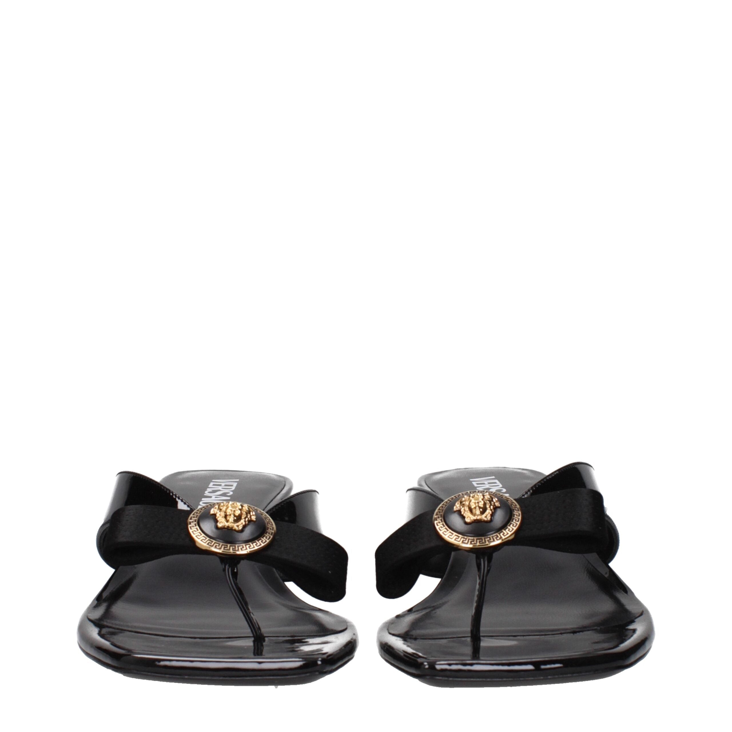 Versace Black Leather Stiletto Heel Sandals