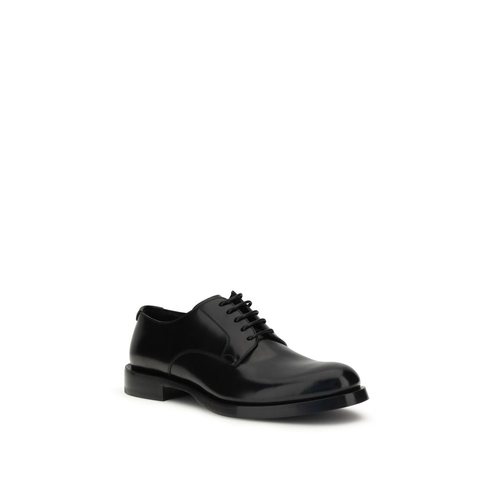 Dolce & Gabbana Black Calf Leather Bos Taurus Oxfords And Derbies