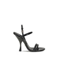Dolce & Gabbana Black Calf Leather Bos Taurus Stiletto Heel Sandals