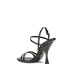 Dolce & Gabbana Black Calf Leather Bos Taurus Stiletto Heel Sandals