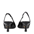 Prada Black Leather Mid Heel Pumps