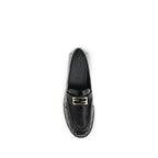 Fendi Black Calf Leather Bos Taurus Slip-On Loafers