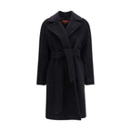 Max Mara Black Fleece Wool Coat