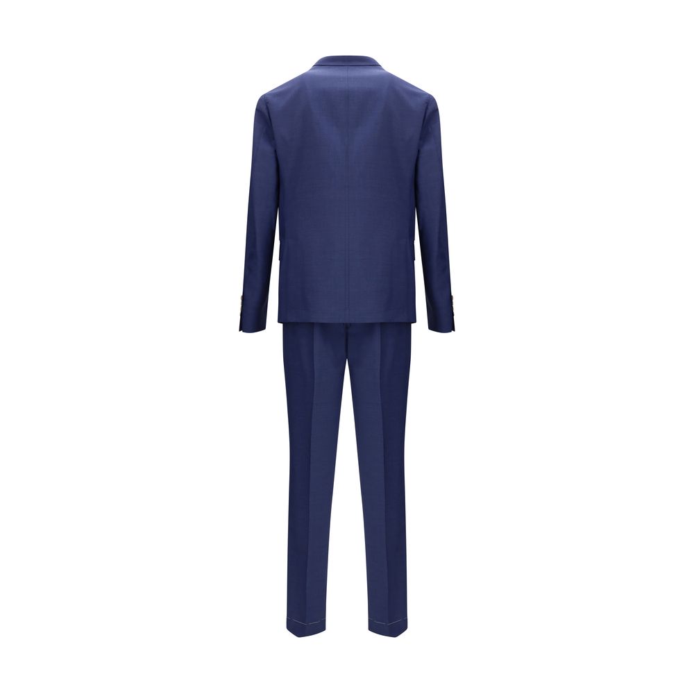 Brunello Cucinelli Blue Fleece Wool Two-Piece Suit