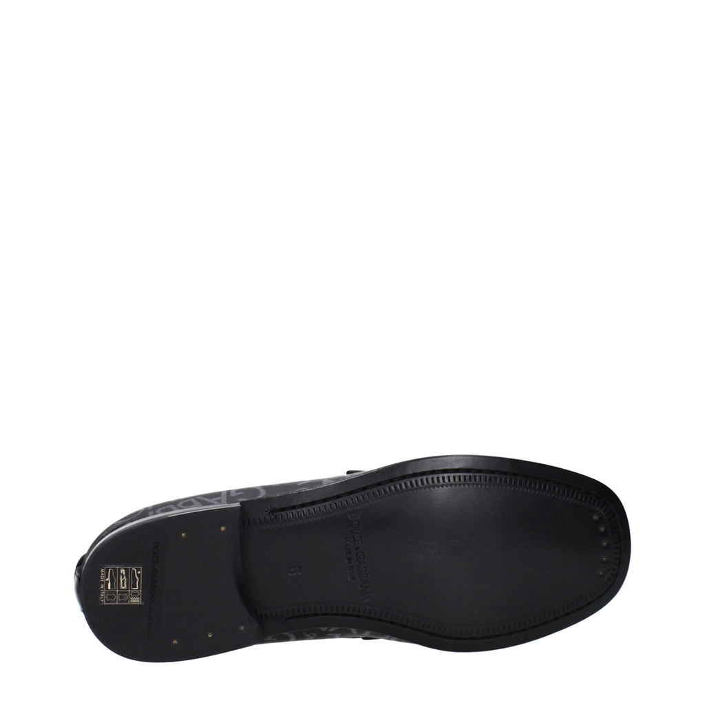 Dolce & Gabbana Black Fabric Slip-On Loafers
