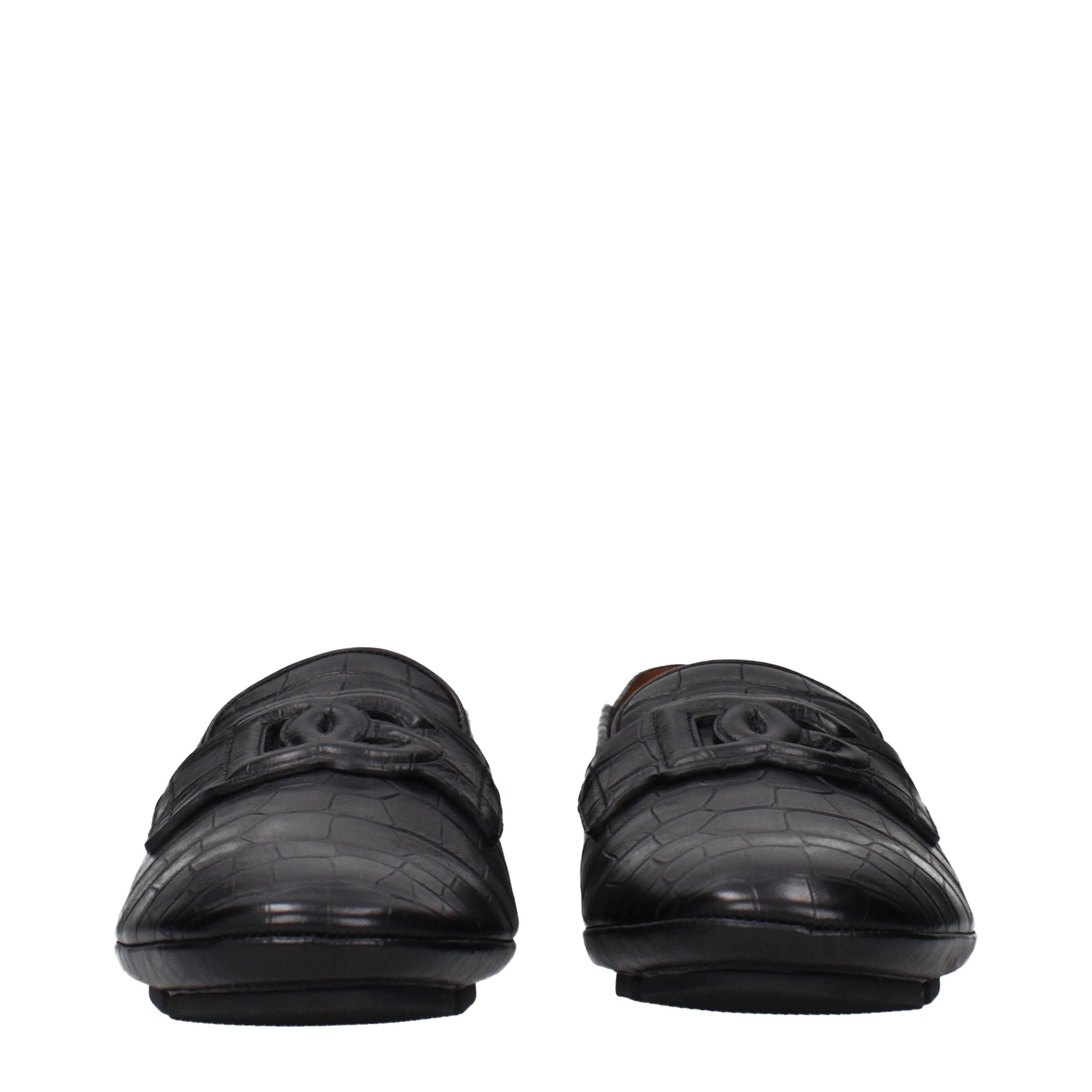 Dolce & Gabbana Black Leather Slip-On Loafers