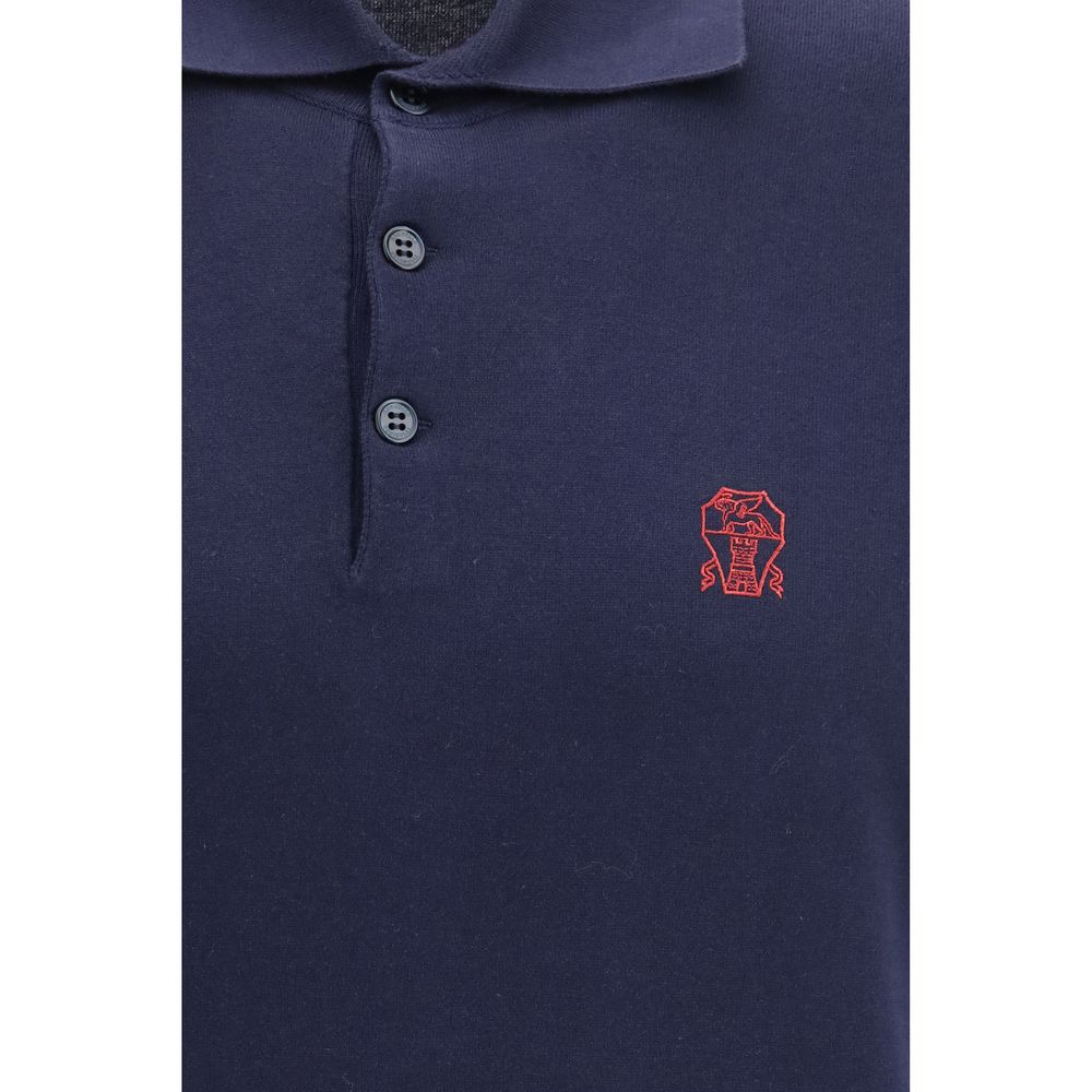 Brunello Cucinelli Blue Cotton Polo Shirt