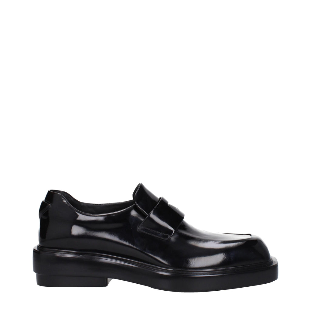 Prada Black Leather Slip-On Loafers