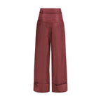 Fendi Bordeaux Silk Dress Pants